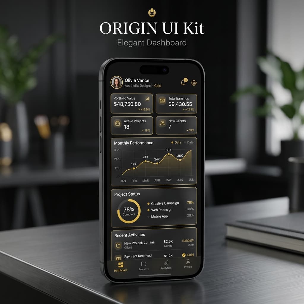 Origin UI Kit Mockup Screen